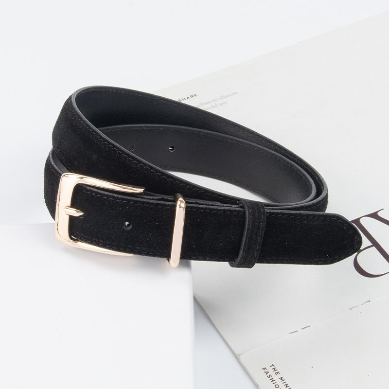 Suede Cowhide Women's Belt Casual Pants Jeans Skirt Decorative Pin Buckle Women's High-end Leather Belt