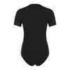 Skinny Fit Men Bodysuit Short Sleeve Round Neck Undershirt with Press Button Crotch Solid Color Leotard Top