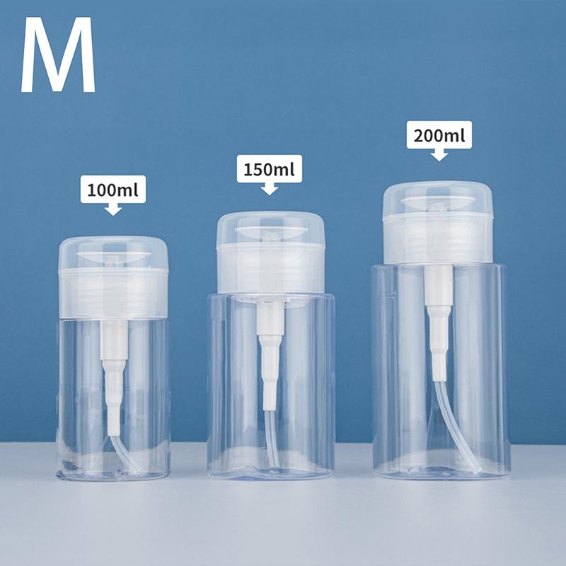 100/150/200Ml Portable Travel Refillable Bottle Empty Plastic Nail Polish Remover Alcohol Liquid Press Pumping Dispenser Bottle