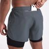 Мужские шорты 2-в-1, двухслойные, со встроенным карманом, быстросохнущие, подходят для занятий в спортзале, фитнесом, пилатесом, спортом на открытом воздухе, бегом, теннисом, бадминтоном