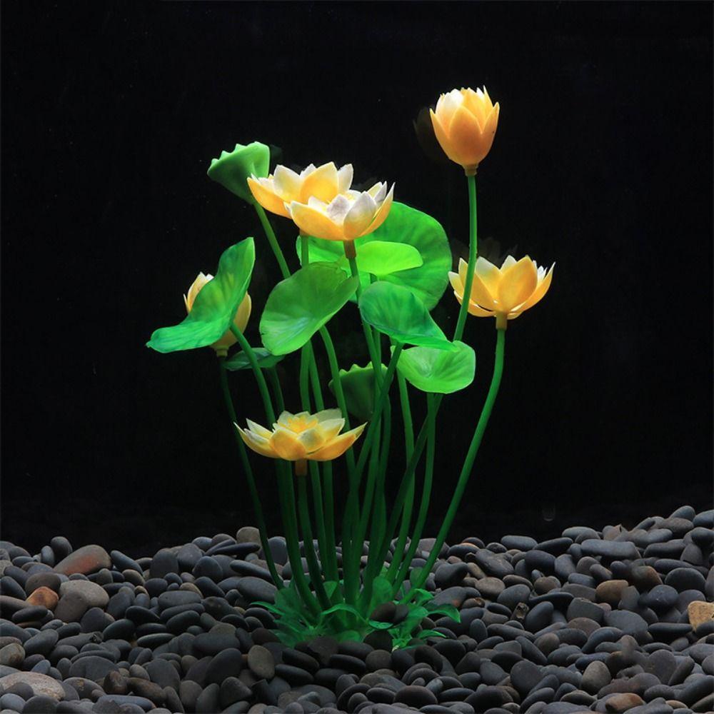 for Fish Tank Decor Beautiful Plasitc Water Grass Artificial Lotus Lotus Ornaments Aquatic Flower