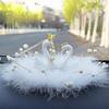 3pcs Romantic Crowned Swan Resin Figurines Universal Car Dashboard Decoration Car Accessories
