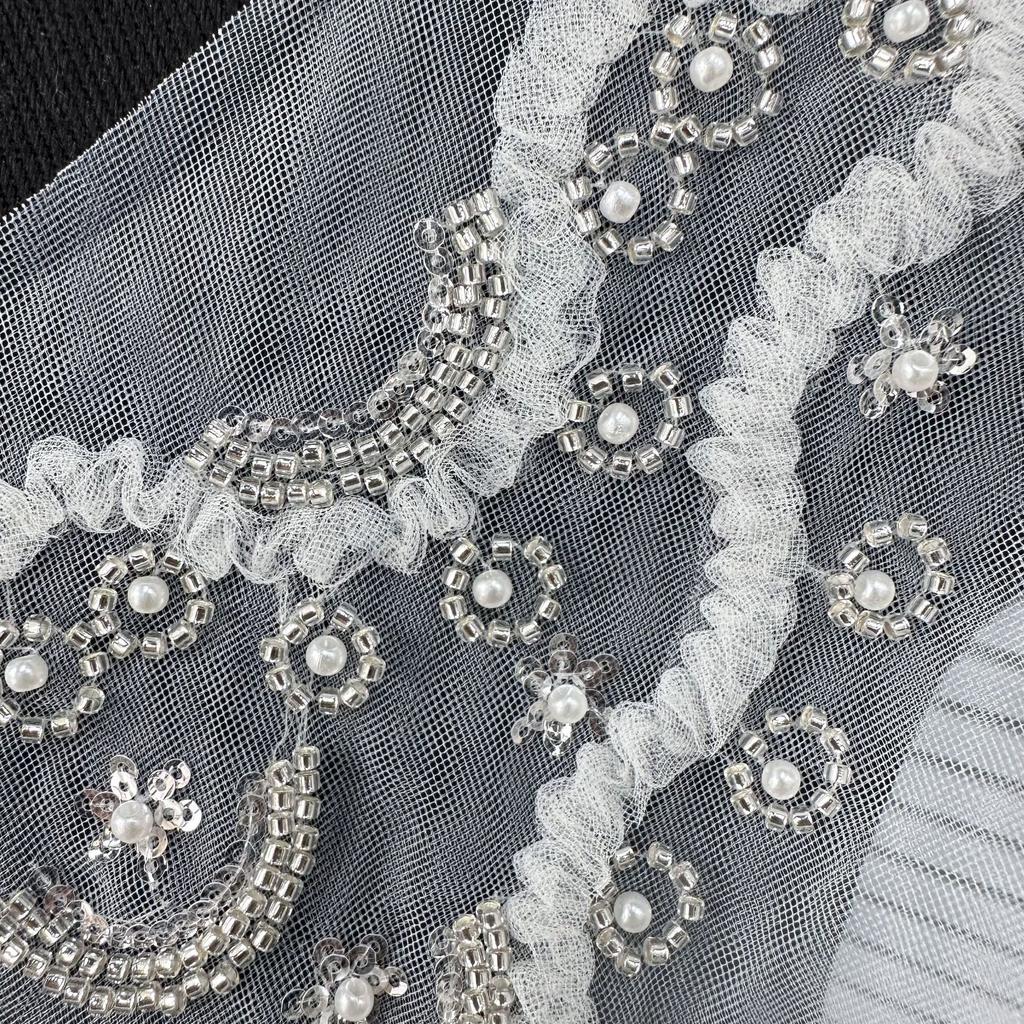 Embroidery Beaded Collar With Decorative Women'S Clothing, Lace Three-Dimensional Placket Front Collar Accessories Neckline