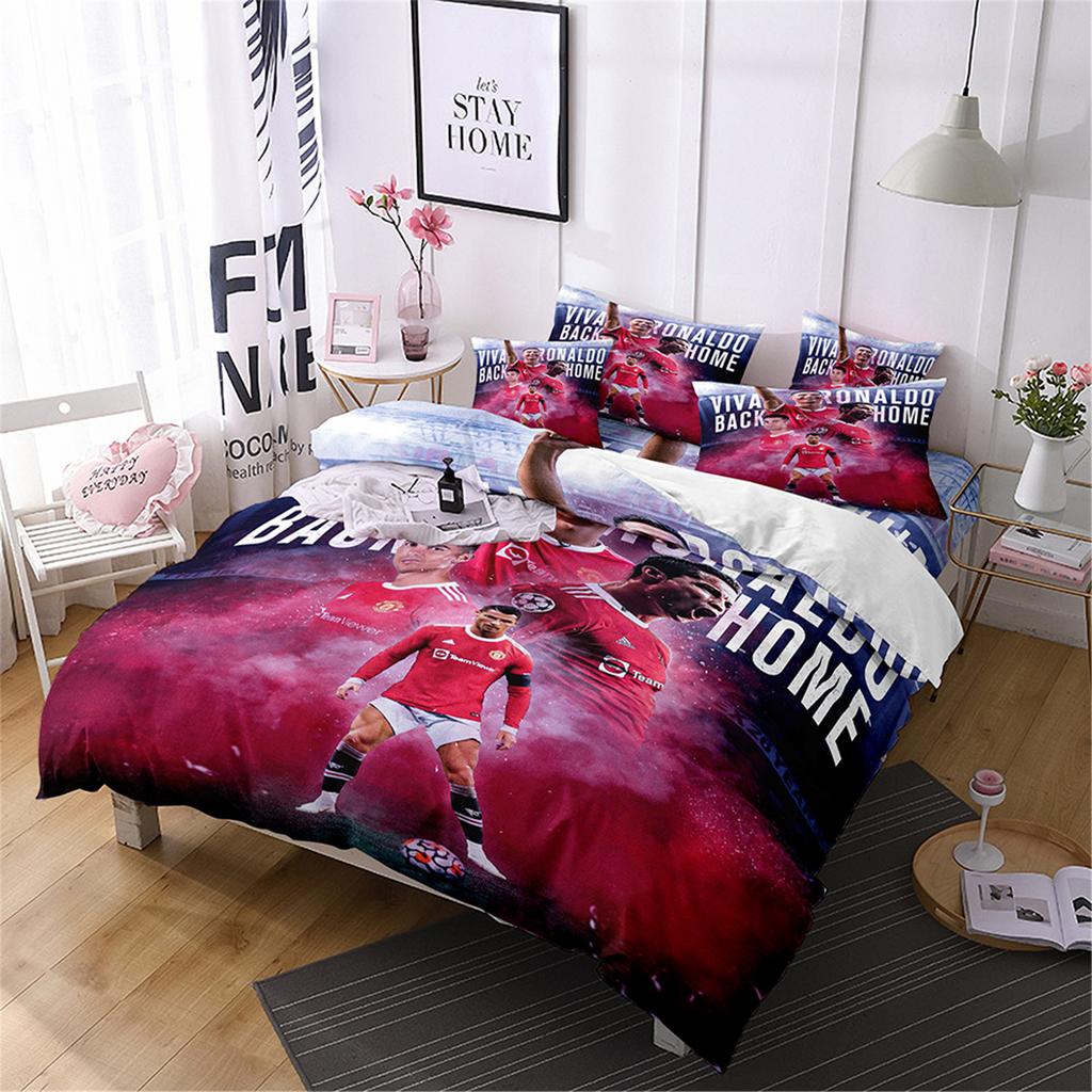 Duvet Cover Luxurious Football Star Cri-stiano Ronaldo Printing Bedding Set Duvet Cover Bed Youth Kids Girl Boys Birthday Gift