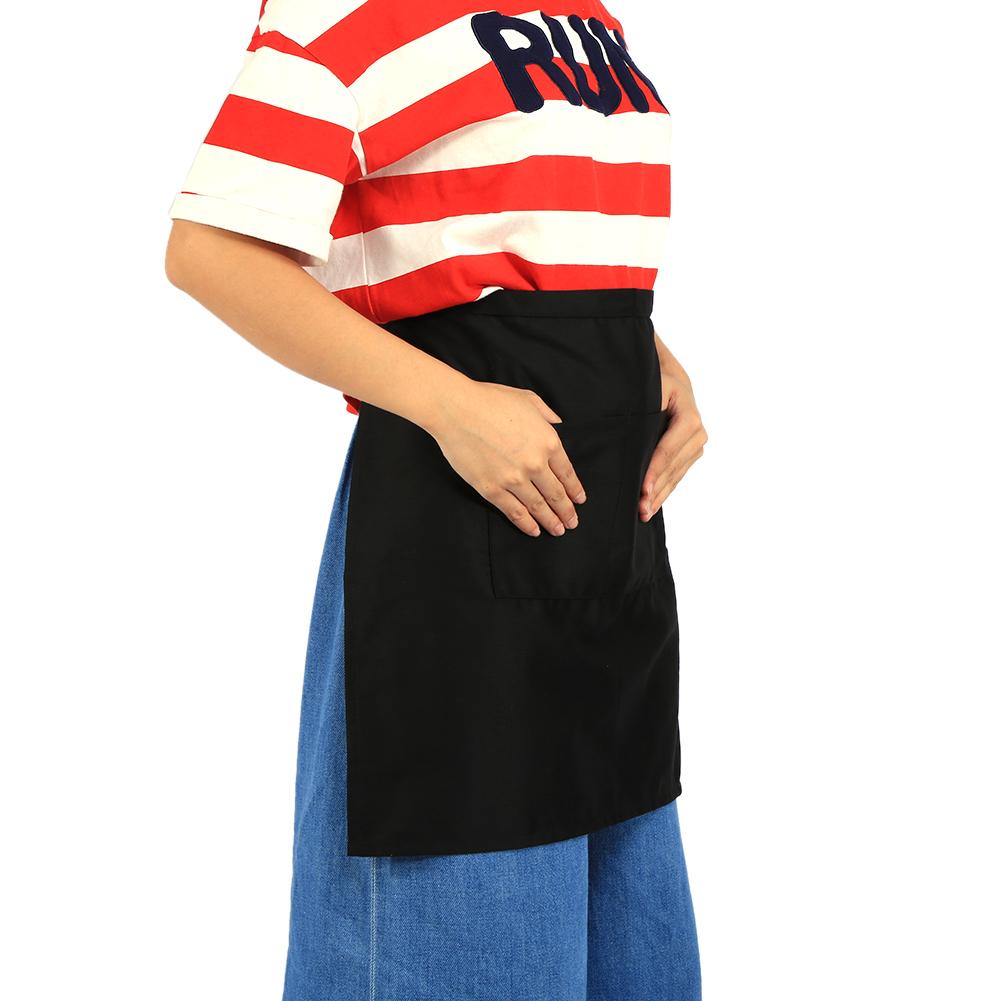 Black, Half Waist Short Apron, Multifunctional  , Comfortable Cloth with kets for Kitchen, Pub, Cafe