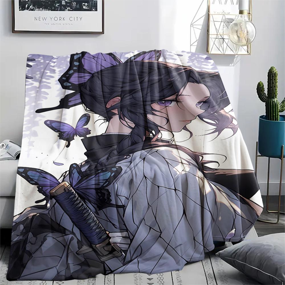 Shinobu Kocho Print Flannel Blanket,High quality Comfortable for All Seasons,Home Decor,Warmth and Comfort,Perfect for Christmas Gifts
