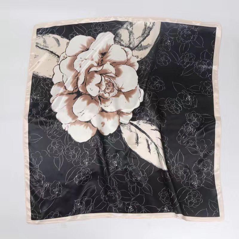 90 Imitation Silk Striped Large Square Scarf Silk Scarf Versatile for Women In Spring and Autumn, Hooded Square Scarf Shawl French Scarf Scarf