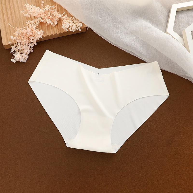 Ice Silk Seamless Panty for Women Deep-V Design One-piece Breathable Mid Rise Sexy Panties Panty