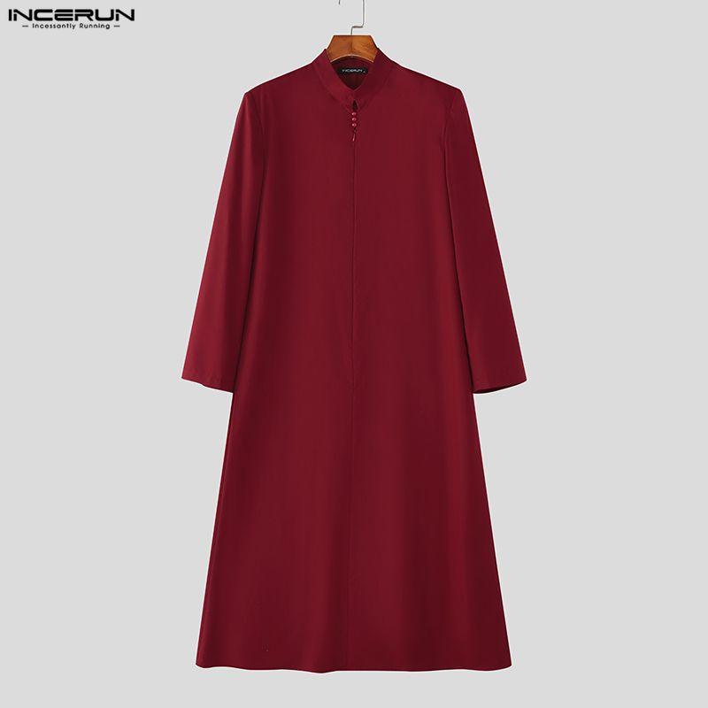 INCERUN Мужские топы с длинным рукавом, на молнии спереди, однотонные, повседневные, свободного кроя, удлиненные туники