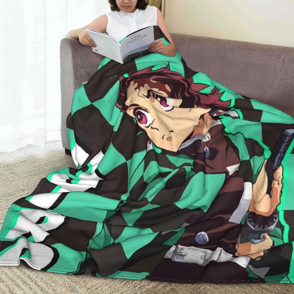Demon Slayer Plush Kimetsu No Yaiba Kamado Tanjirou Anime Blankets Flannel Sofa Throw Blanket for Bedding Throws Bedspread Quilt