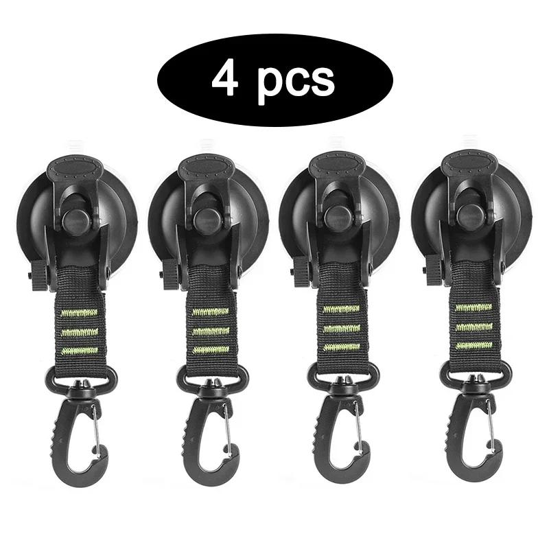 4Pcs Car Tent Suction Cups Buckle Side Round Triangular Awning Anchors Outdoor Camping Tent Suckers Anchor Securing Hook Black