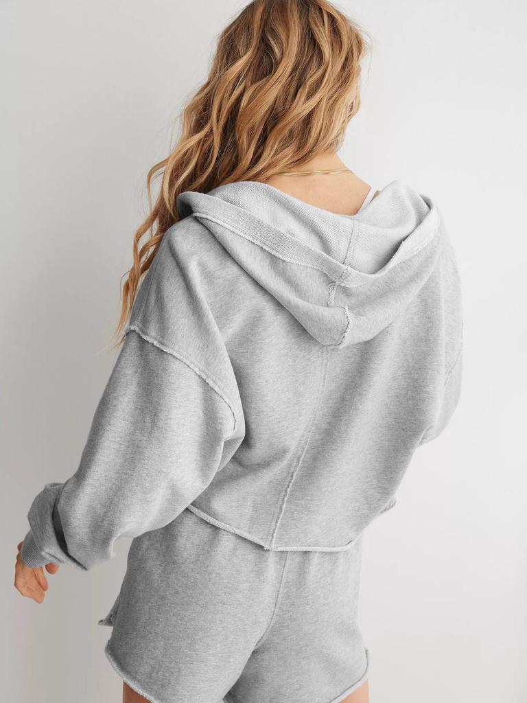 Women's Trendy V-Neck Hooded Sweatshirt - Loose Fit, Long-Sleeved for Spring and Autumn Fashion