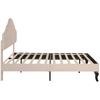 Upholstered Bed 140*190 with Wooden Slatted Frame and Height-Adjustable Headboard, for Adults and Teens, Easy Assembly, Velvet, Beige