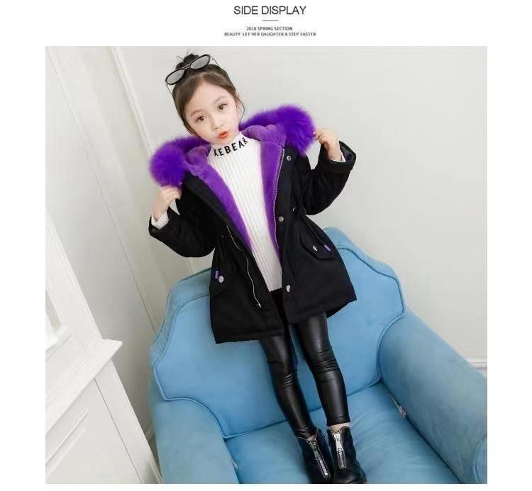 Модная парка для девочек в корейском стиле 2023 года с толстой флисовой подкладкой