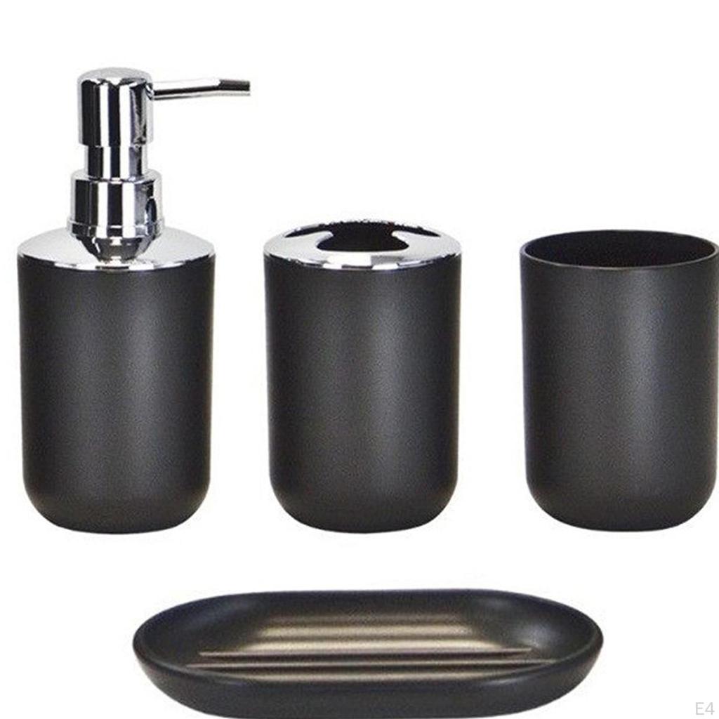 Bathroom Accessories 4 Piece Set, Housewarming Gift, Decor, Mouthwash Cup, Toothbrush