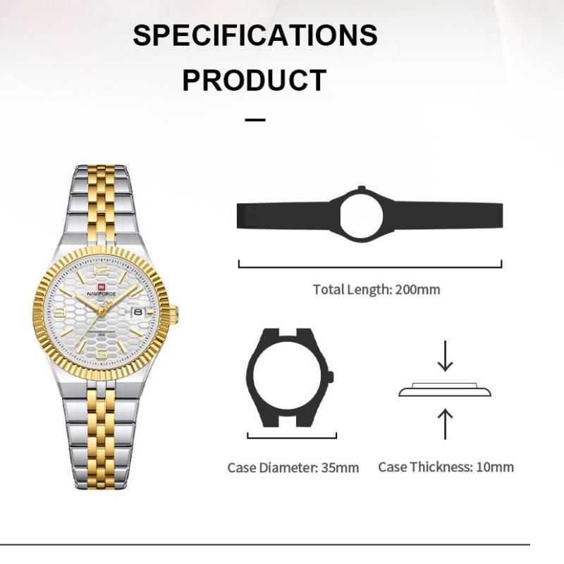 High Quality NAVIFORCE Women Luxury Watch Quartz Waterproof Steel Romantic Elegent Ladies Fashionable Daily Dress Wristwatch