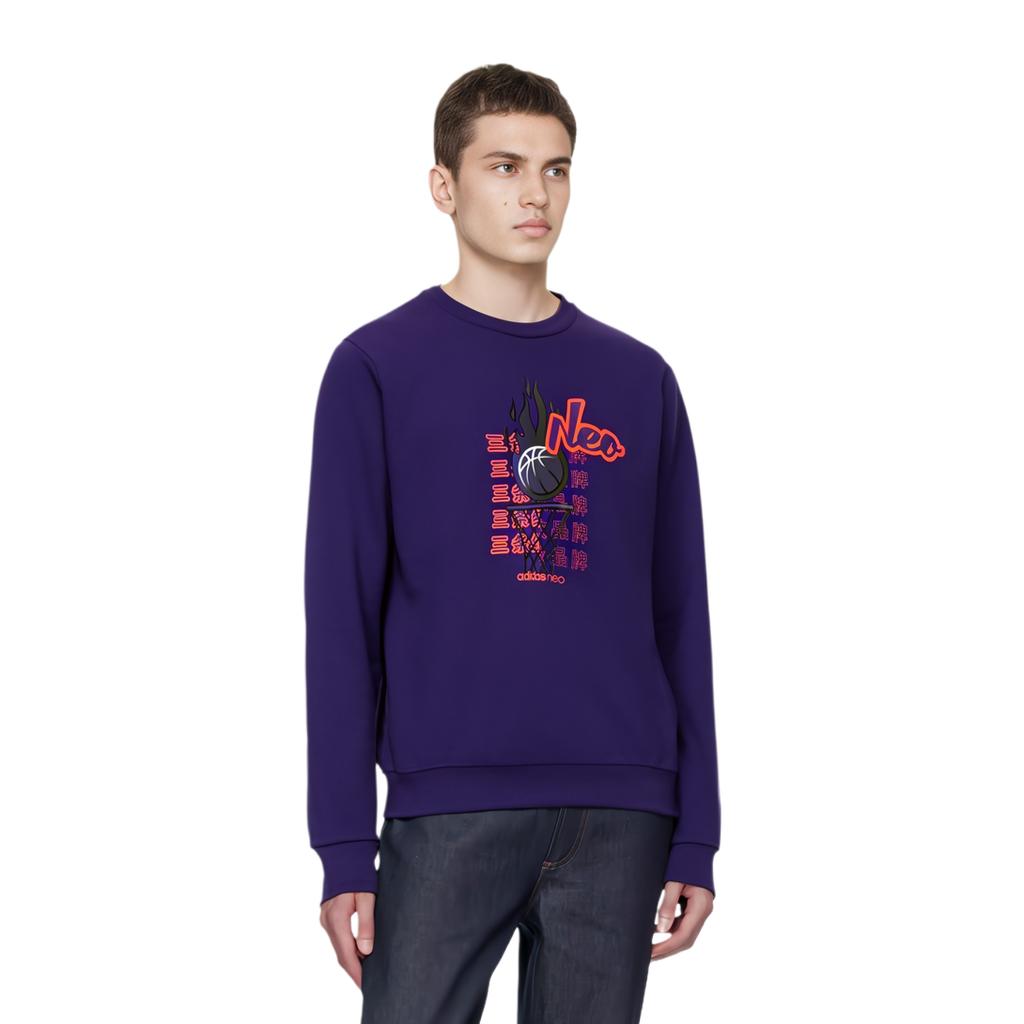 Adidas Neo Sweatshirts Men's Purple Crew Neck Moderate Regular GS2614