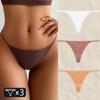 FINETOO 3PC Женские бесшовные трусы стринги сексуальные трусики-стринги с низкой талией женские однотонные бесследные бикини Т-образное нижнее белье