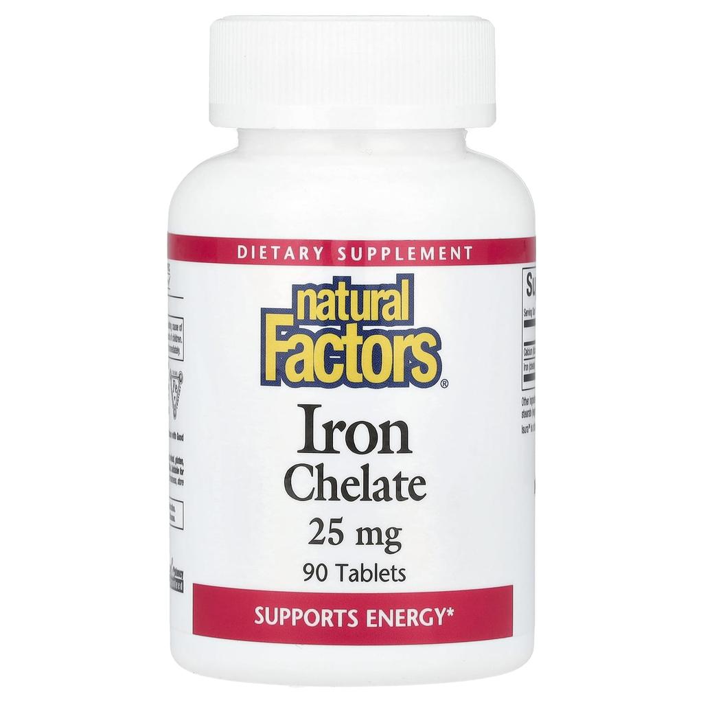 Natural Factors Iron Chelate, 25 Mg, 90 Tablets