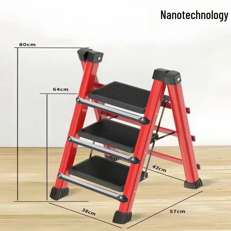 Folding Telescopic A-Frame Household Ladder, Thickened Step Stool, 3-4 Steps, Multifunctional Indoor Use.