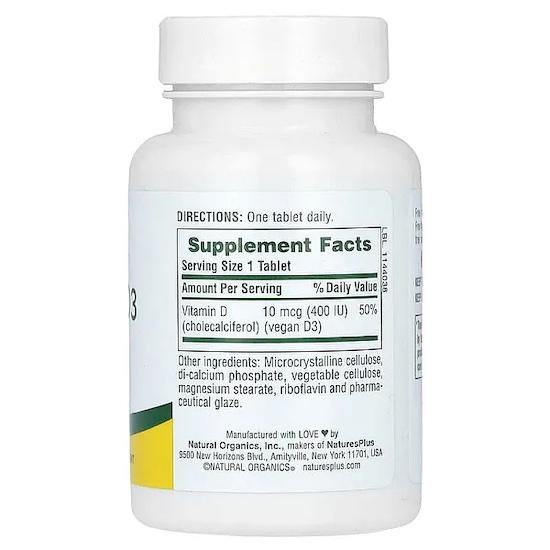 Nature's Plus Витамин D3, 400 МЕ, 90 таблеток