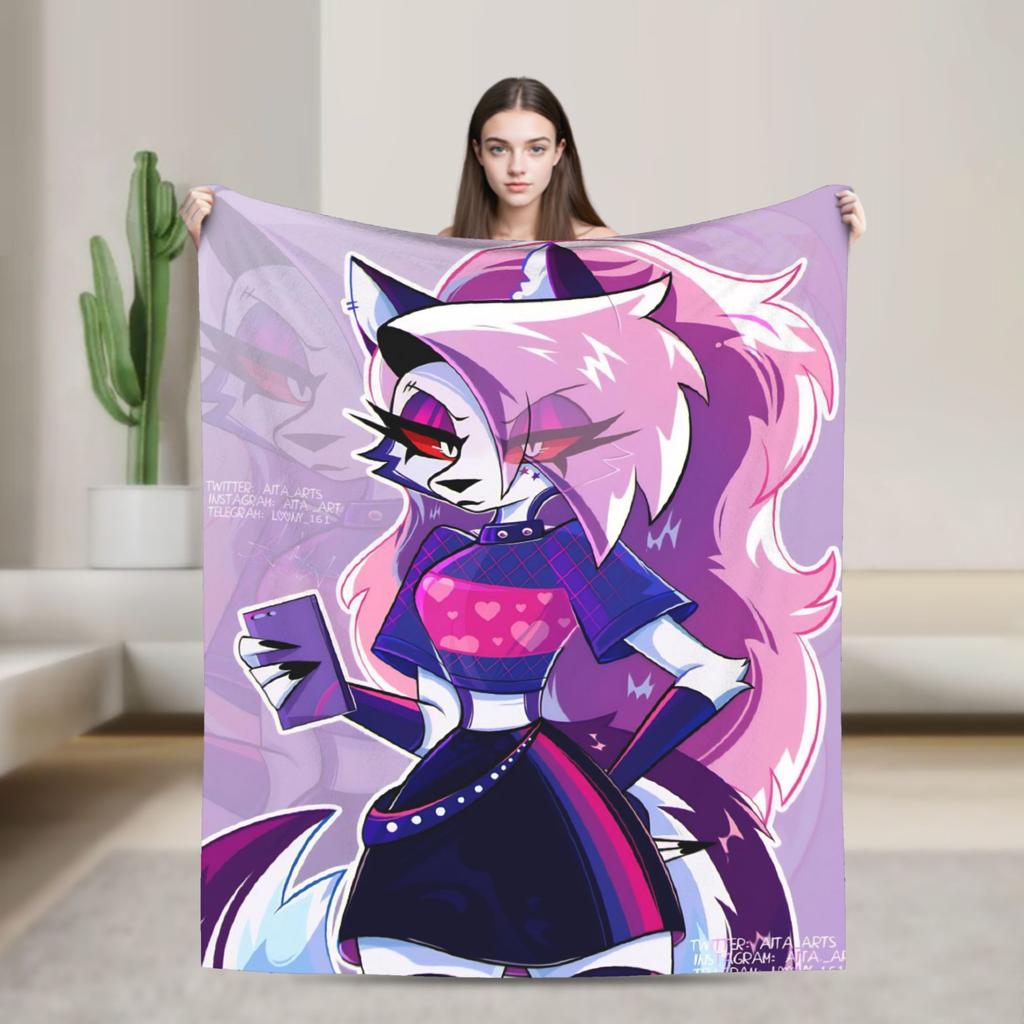 Warm Blanket Boy Girl Travel Helluva Boss Loona Throw Blanket Flannel Bedspread For Outdoor Print Sofa Bed Cover