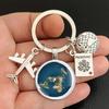 1PC Travelling Keyring Plane Passport Earth Keychain Accessories Traveler Gift