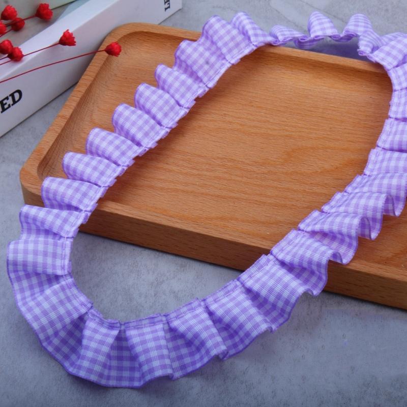 2.5cm wide colorful ribbon Pleated check lace handmade crafts doll dress Quiet book bundle Creative felt panel trim material