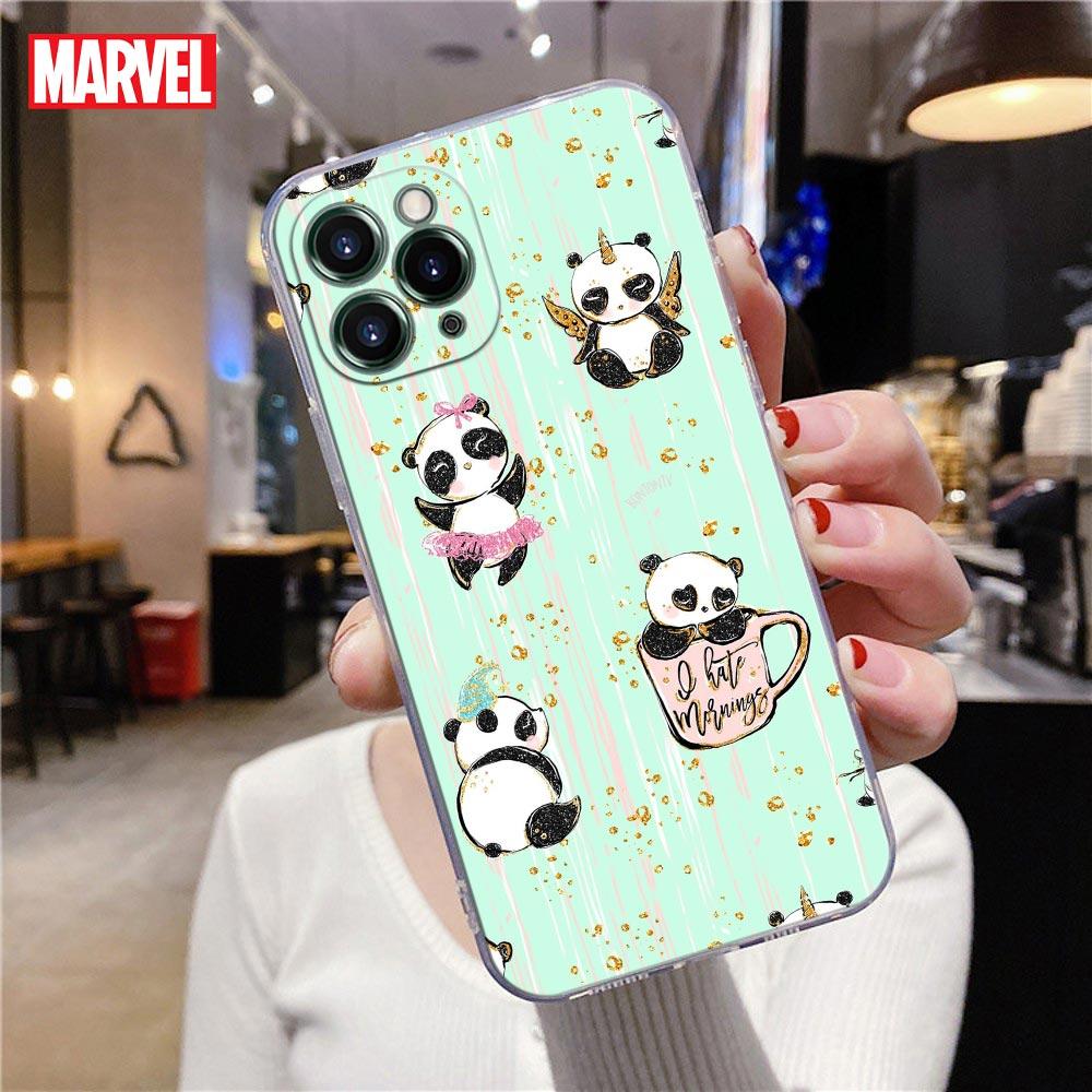 Прозрачный чехол для телефона с изображением китайского малыша панды для Apple iPhone 13 12 11 mini Pro Max XS X XR 7 8 Plus SE, милые чехлы, чехол Lazy Bear