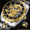 Fashionable Sun Wheel Golden Dragon Calendar Simple Watch Men's Business Steel Belt Watch