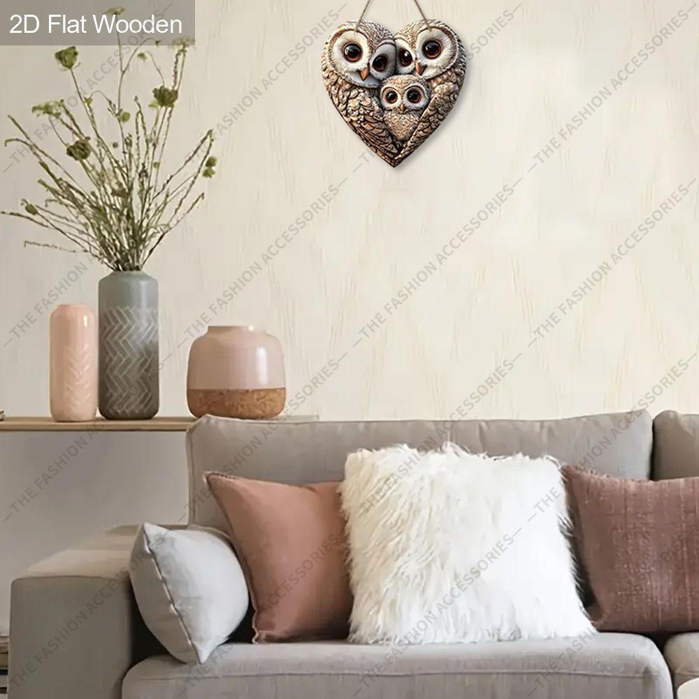 2D плоская деревянная бирка, украшение для стены дома, подарок на новоселье для друзей, узор с тремя совами