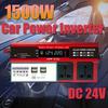 Car Power Inverter 24V To AC 220V/AC 110V Outlets 4 USB LCD RV Solar Converter 1500W