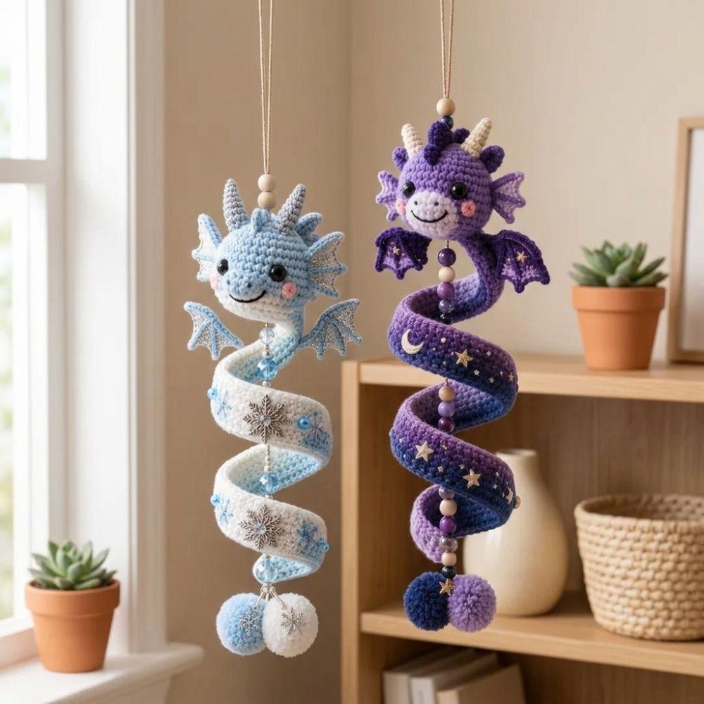 3D Figure DIY Dragon Spiral Pendant Set Handmade Knitting Spiral Dragon Craft Kit Bedroom Use