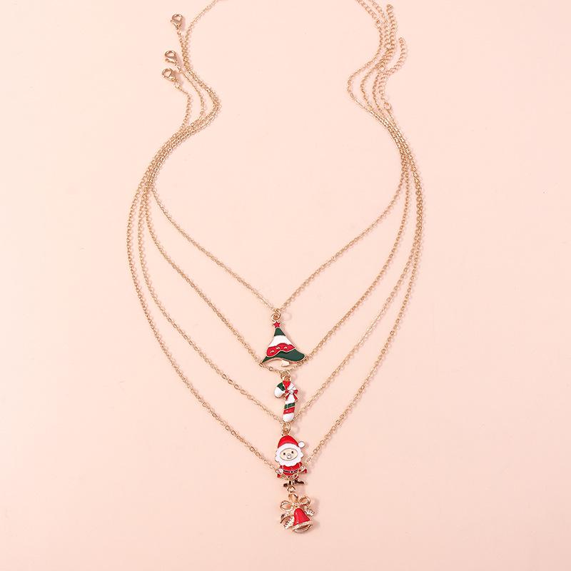 Европейский и американский рождественский набор ожерелий: Колокольчики, Дерево, Кулон в виде трости, Свитерная цепочка