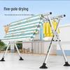 Bold Stainless Steel Folding Clothes Drying Rack - Floor-Standing, Telescopic, Indoor/Outdoor Use, Vertical Hanging Rod.