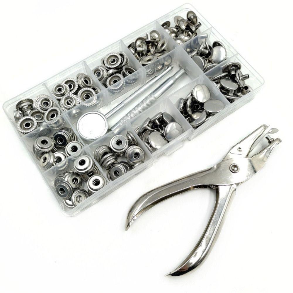 200Pcs Boxed Snaps Buttons Set Double Cap Leather Punch Pliers Durable Snap Fastener Kit DIY Craft