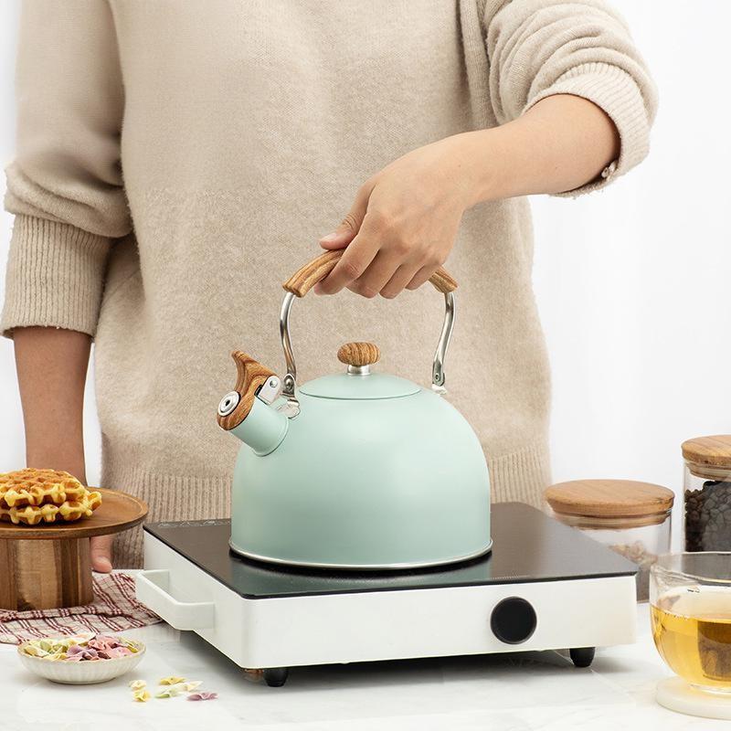 Современный чайник со свистком из нержавеющей стали со складной ручкой для дома, кухни и для подарка