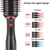 2-в-1 фен-щетка с отрицательными ионами, керамический титановый цилиндр, фен для защиты от вьющихся волос, выпрямитель для волос с горячим воздухом, инструмент для женщин и девочек