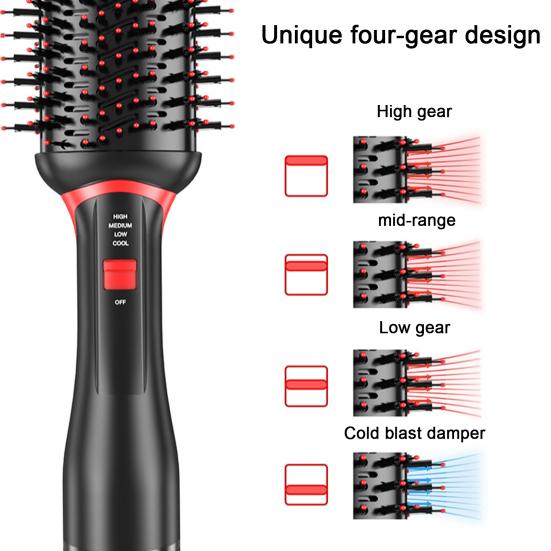 2-в-1 фен-щетка с отрицательными ионами, керамический титановый цилиндр, фен для защиты от вьющихся волос, выпрямитель для волос с горячим воздухом, инструмент для женщин и девочек