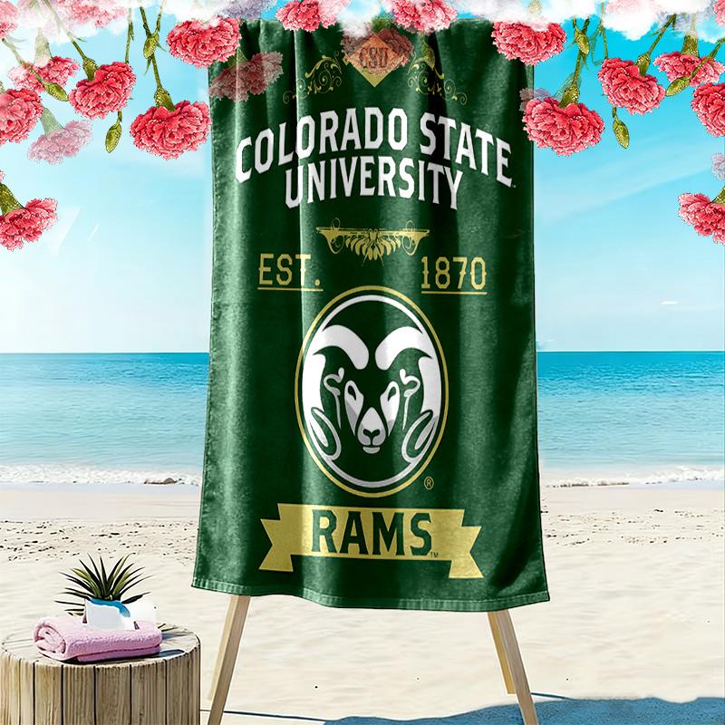 Colorado State Rams Print Beach Towel, Large Soft Quick Dry Towel for Beach Camping Swimming