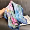 Print Satin Silk Square Scarf Hijab Women Bandana 90CM Headscarves Neckerchief Ladies Muffler Shawl Wrap Foulard Headband