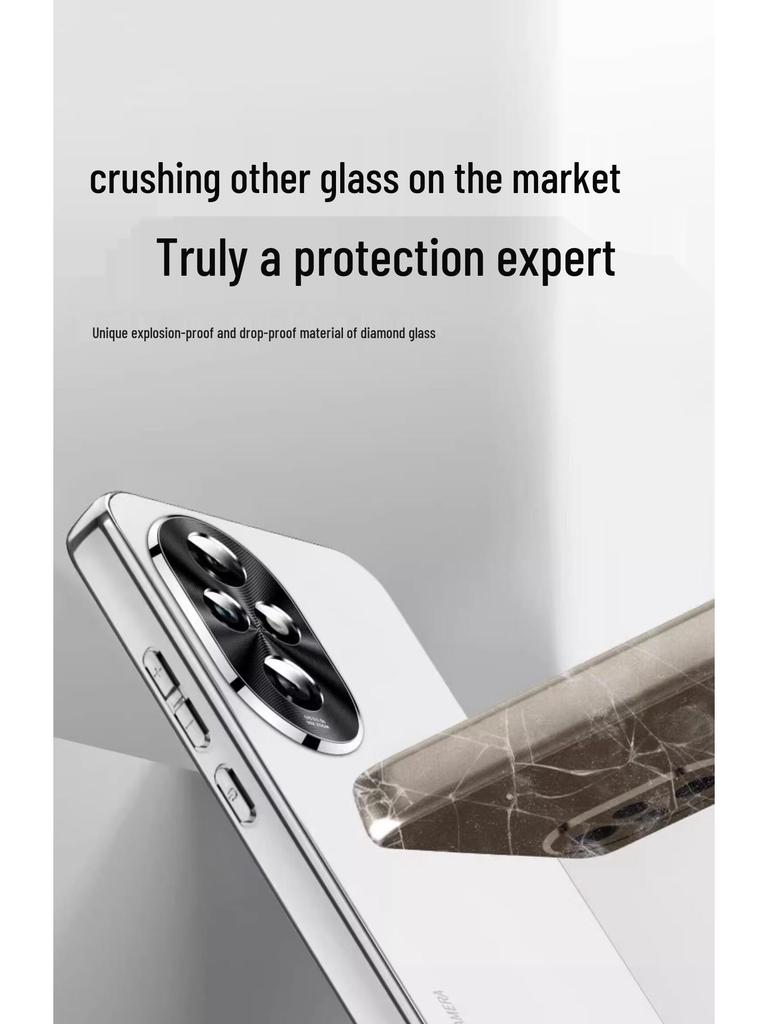 Стеклянный чехол для телефона Honor 200 Pro: Гальваническое покрытие, Защита от падений, Противоскользящее, Полное покрытие линз