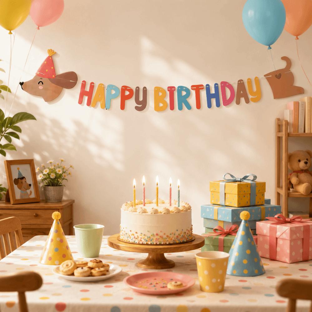 Paper Banner Pull Flag Banner Happy Birthday Text Pet Party Decoration New Birthday Banner