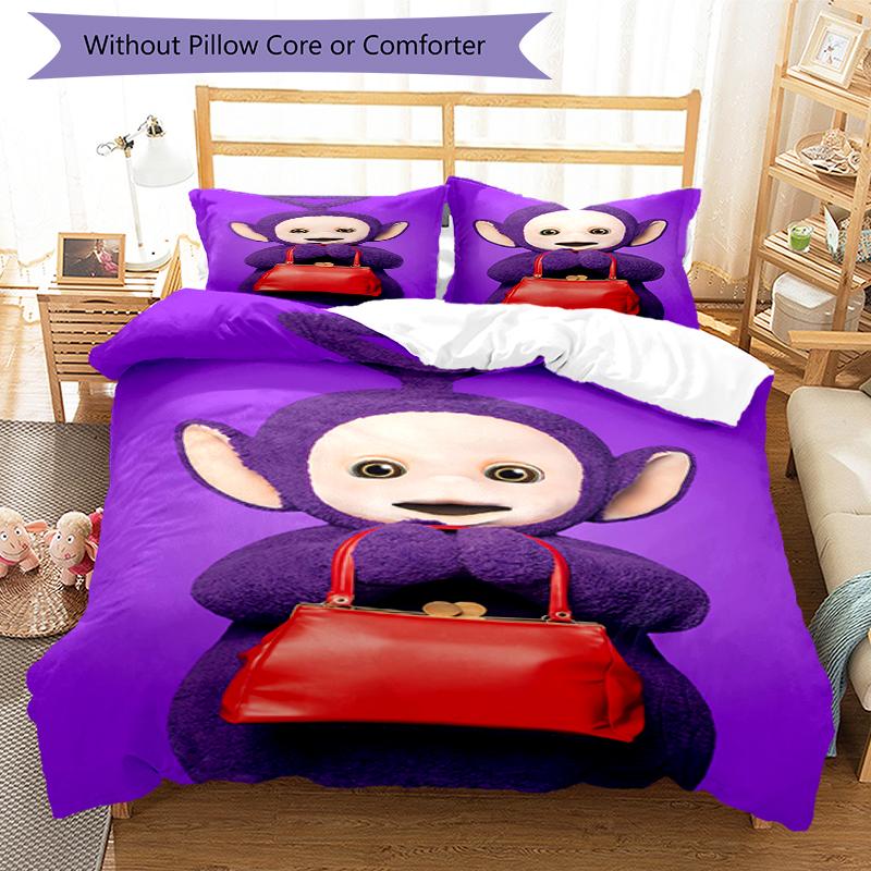 3pcs Teletubbies Bedding Set Duvet Cover Closure Includes 1 Duvet Cover & 2 Pillowcases, Soft and Comfortable for All Seasons.