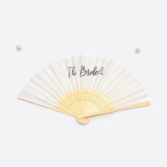 Wedding Handheld Fan Bride And Baidesmaid Bachelor Party Letter Print Retro Strong Hinge