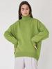 Oversized European-style Half-high Neck Jumper In Solid Colour For Autumns And Winter