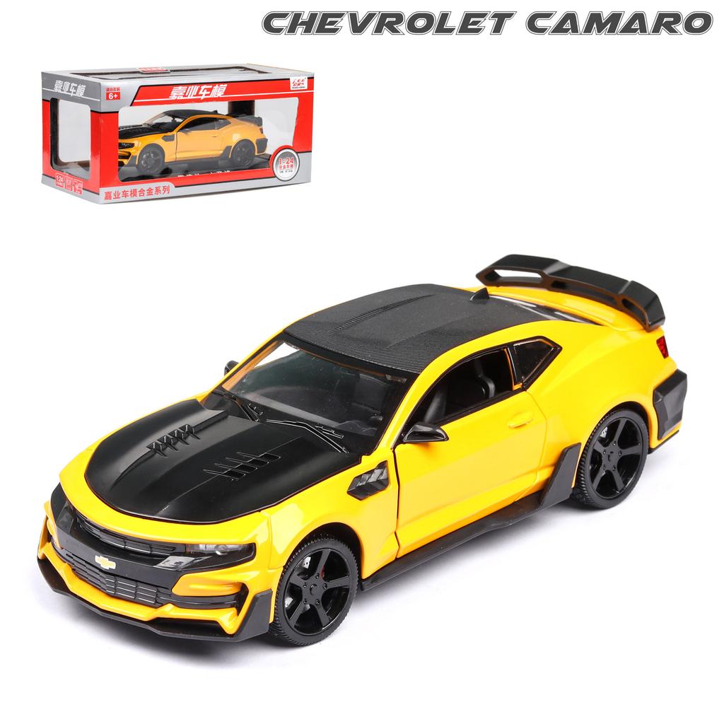 Масштаб 1/24 Camaro, литая под давлением модель автомобиля, игрушечный автомобиль с откатным механизмом, звуком и светом для детей, коллекция подарков для мальчиков и девочек
