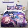 Постельное белье с узором Охотники на демонов K-pop, Комплект одеяло, Пододеяльник, Наволочка, Домашний подарок на день рождения (1 пододеяльник + 2 наволочки, без наполнителя)