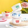 Cartoon - Printed Ceramic Instant Noodle Bowl with Lid, Single - Handle & Large Capacity Home Dormitory Bento Box Soup Bowl