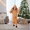 Christmas Onesie Costume for Kids Gingerbread Man/Santa/Green Elf Cosplay Outfit Unisex Plush Bodysuit for Halloween Christmas Carnival Festival